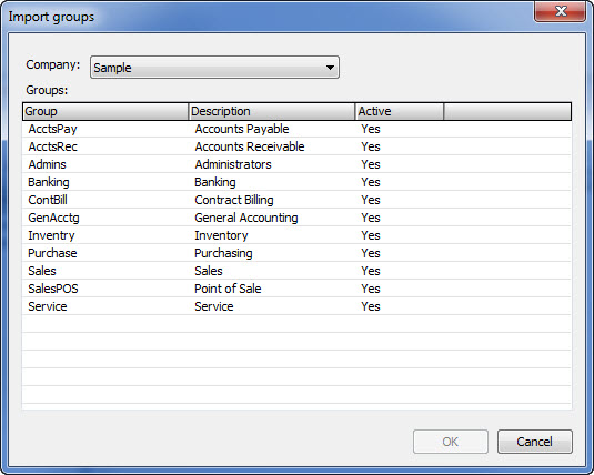 Import Groups Window