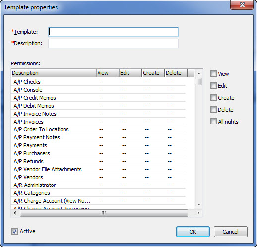 Template Properties Window