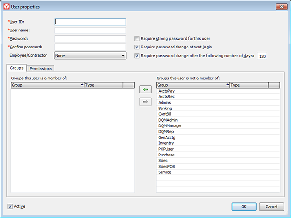 User Properties Window